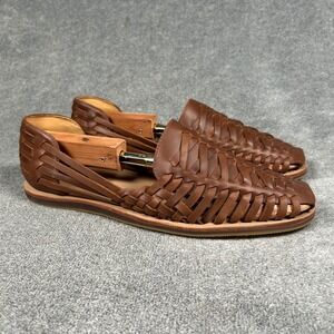 Nisolo Alejandro Woven Huarache Sandals Mens 10.5 Brandy Brown Leather Flats